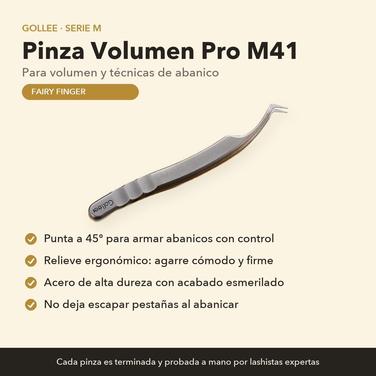 Pinza de Volumen para Extensiones de Pestañas Gollee M41 Fairy Finger 45°