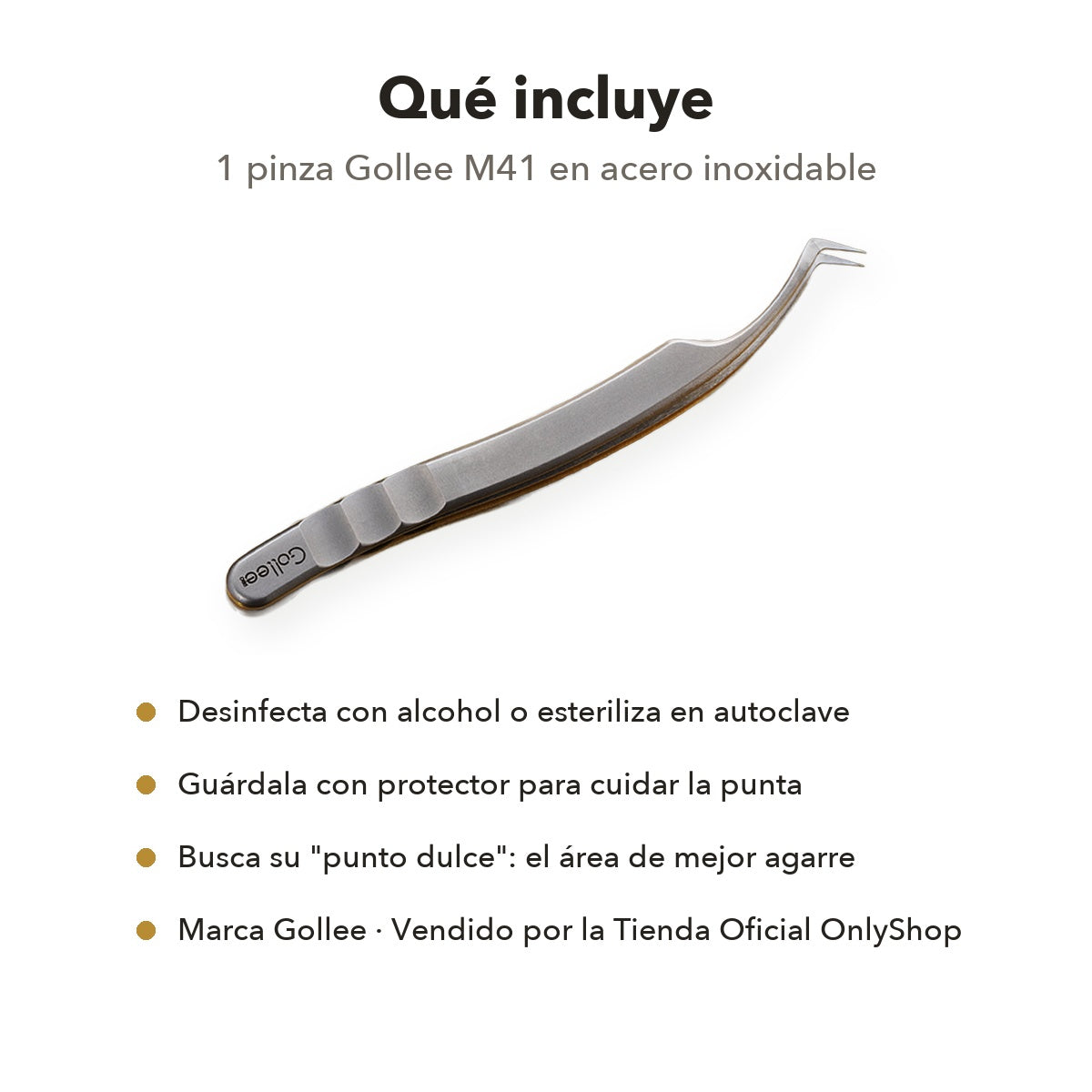 Pinza de Volumen para Extensiones de Pestañas Gollee M41 Fairy Finger 45°