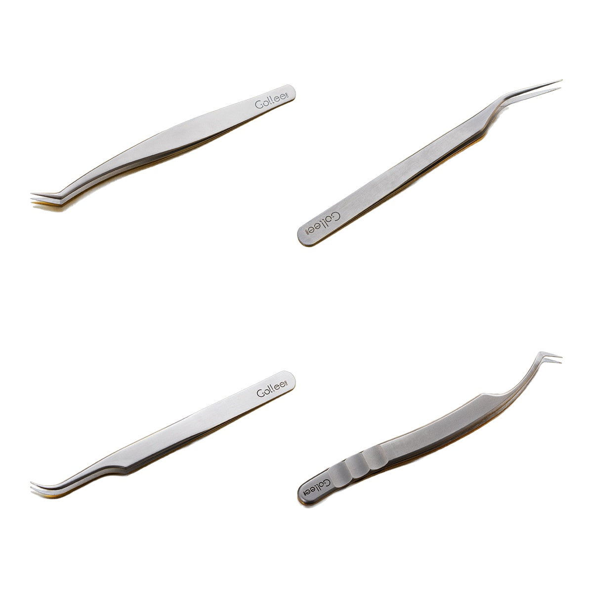 Set 4 Pinzas para Extensiones de Pestañas Gollee Serie M (M11, M21, M31, M41)