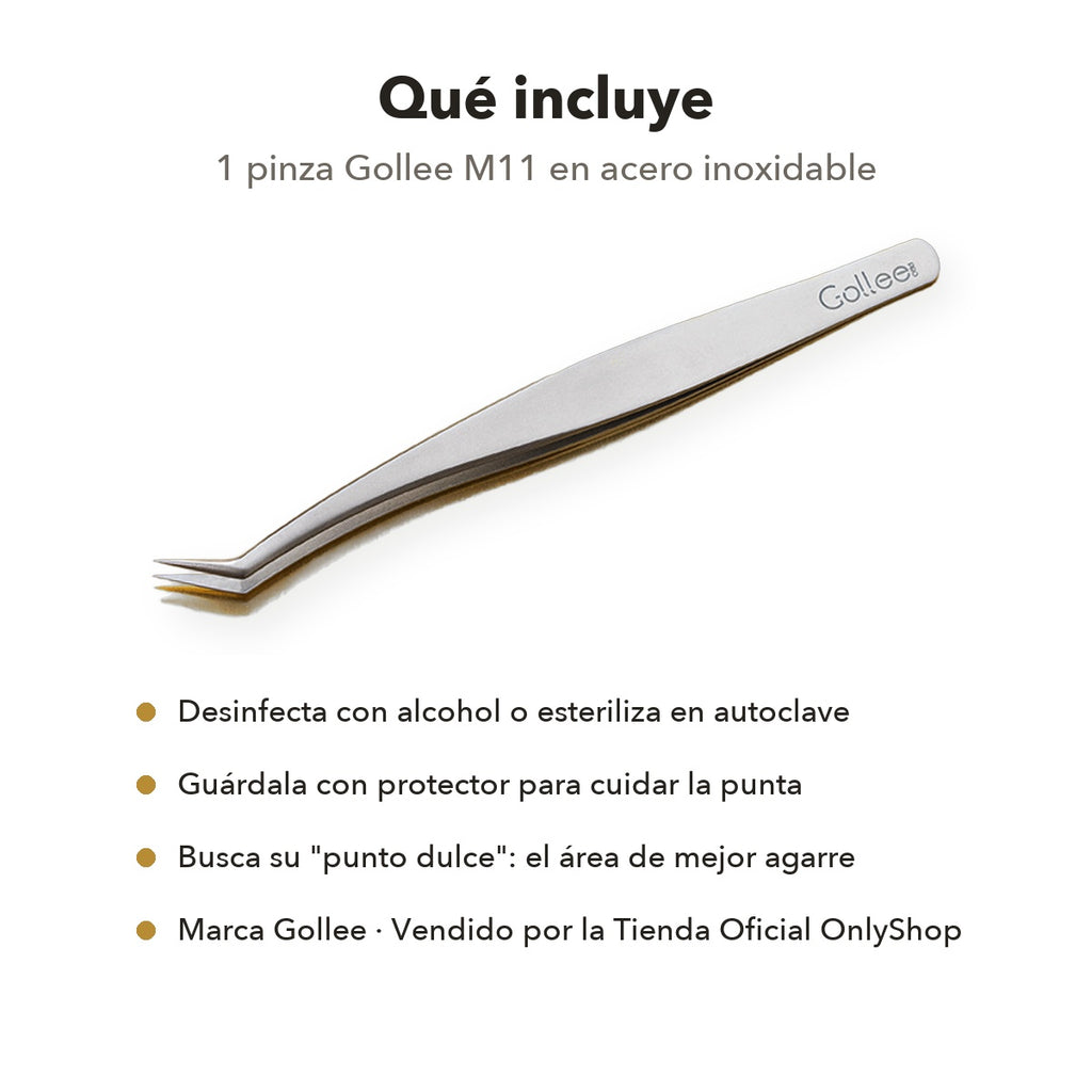 Pinza para Extensiones de Pestañas de Volumen Gollee M11 Golden Feather