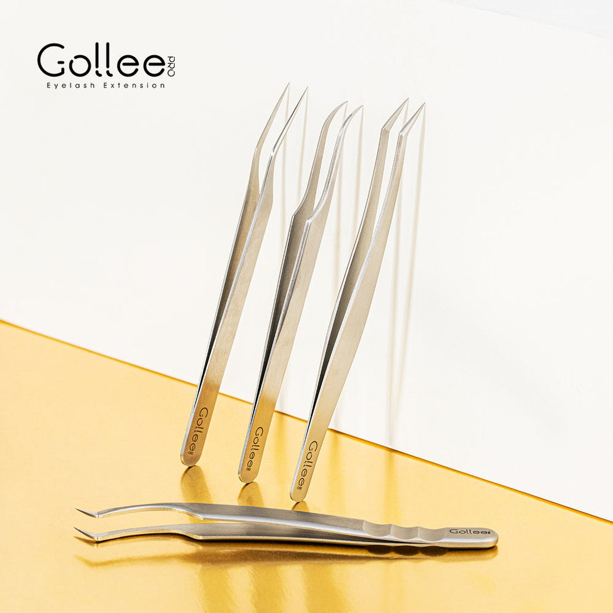 Set 4 Pinzas para Extensiones de Pestañas Gollee Serie M (M11, M21, M31, M41)