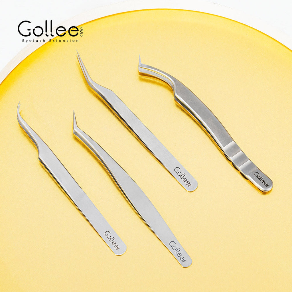 Set 4 Pinzas para Extensiones de Pestañas Gollee Serie M (M11, M21, M31, M41)
