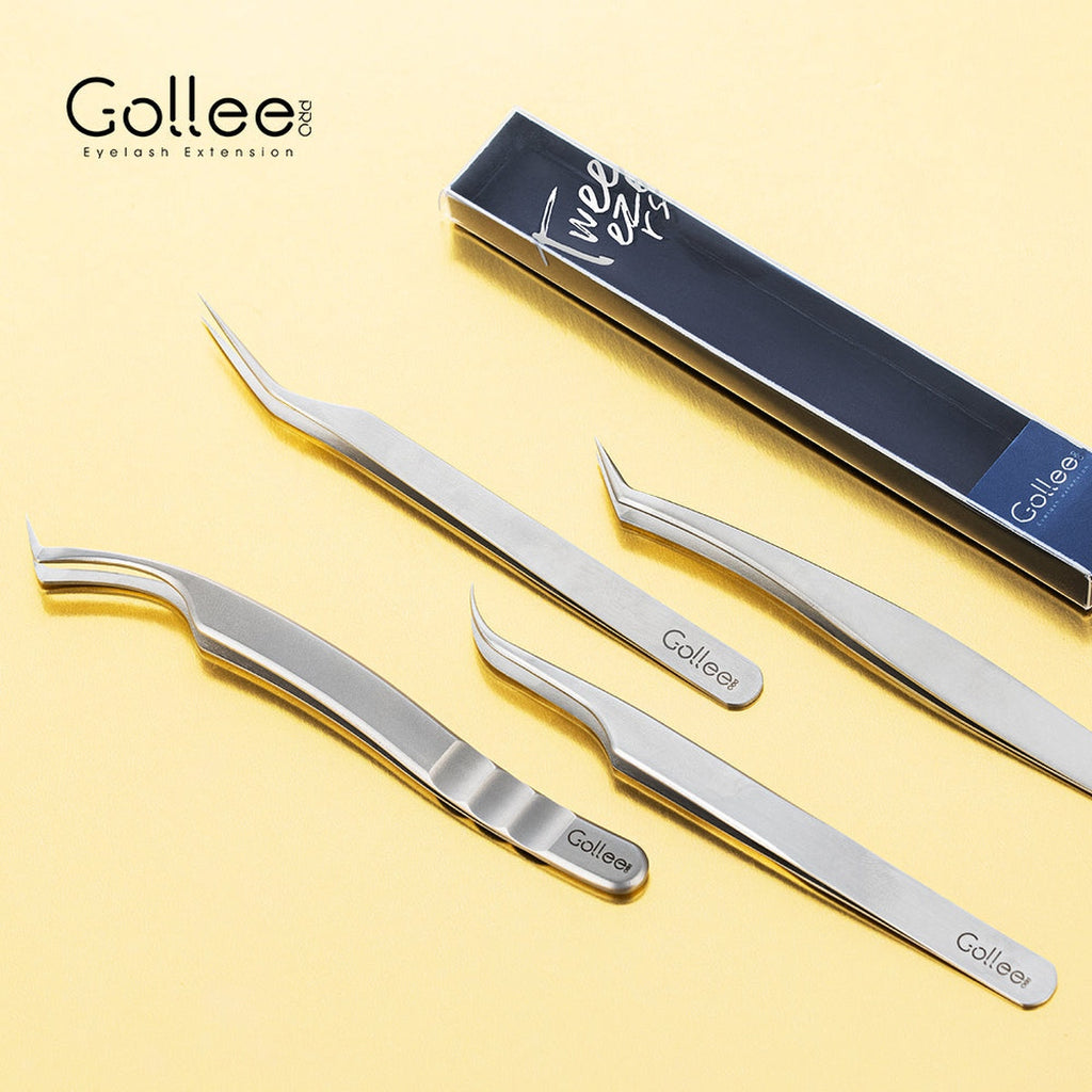 Set 4 Pinzas para Extensiones de Pestañas Gollee Serie M (M11, M21, M31, M41)