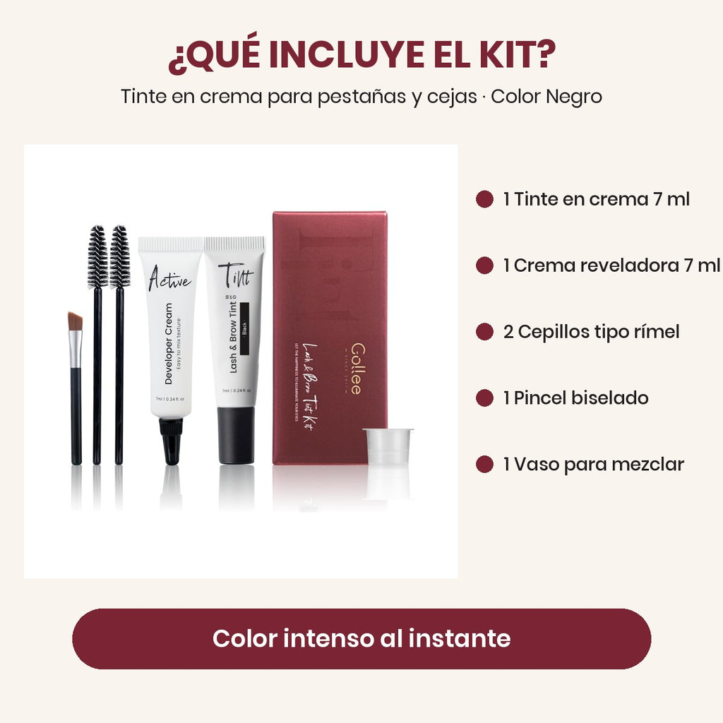 Tinte en crema para pestañas y cejas Gollee Lash & Brow Tint Kit Negro
