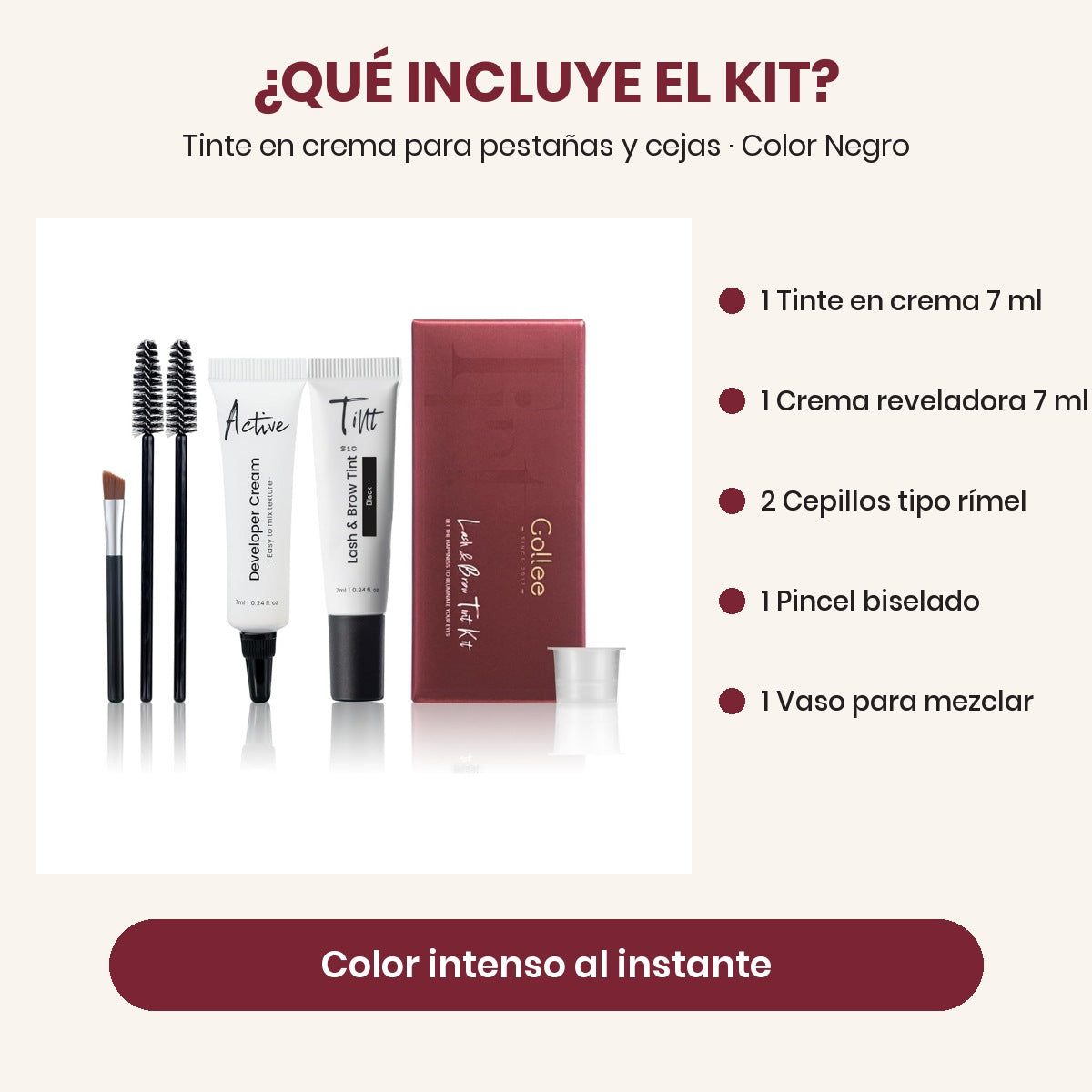 Tinte en crema para pestañas y cejas Gollee Lash & Brow Tint Kit Negro