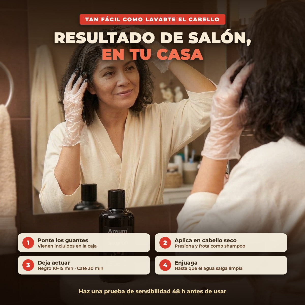 Shampoo Tinte Cubre Canas Areum 3 en 1 · 500 ml