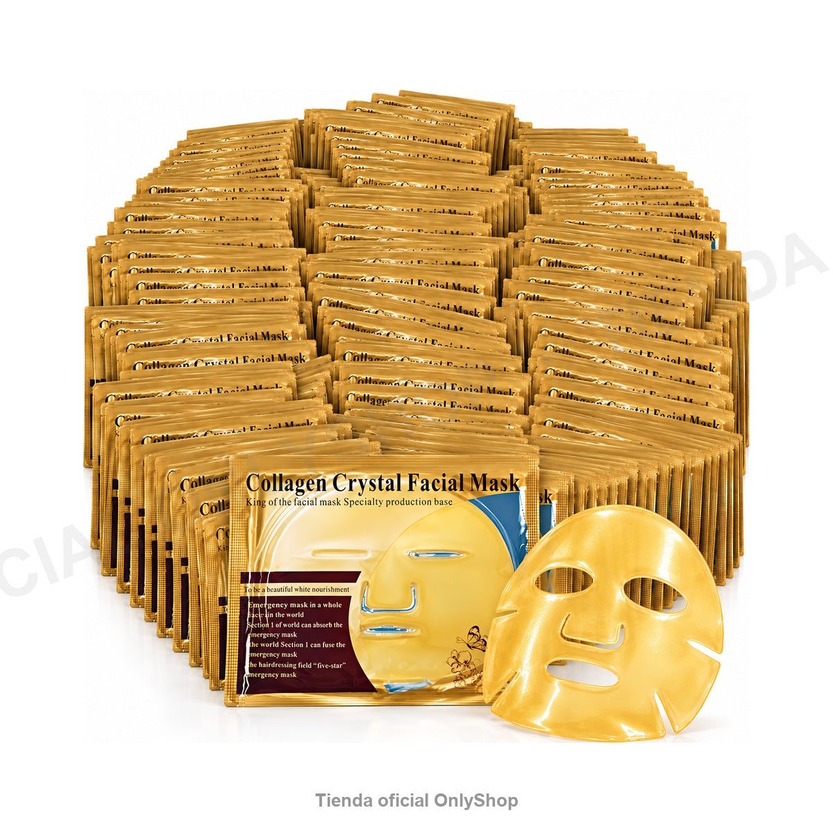 Mascarilla facial dorada de colágeno 24k paquete 200 piezas