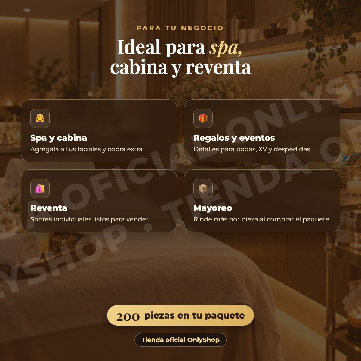 Mascarilla facial dorada de colágeno 24k paquete 200 piezas