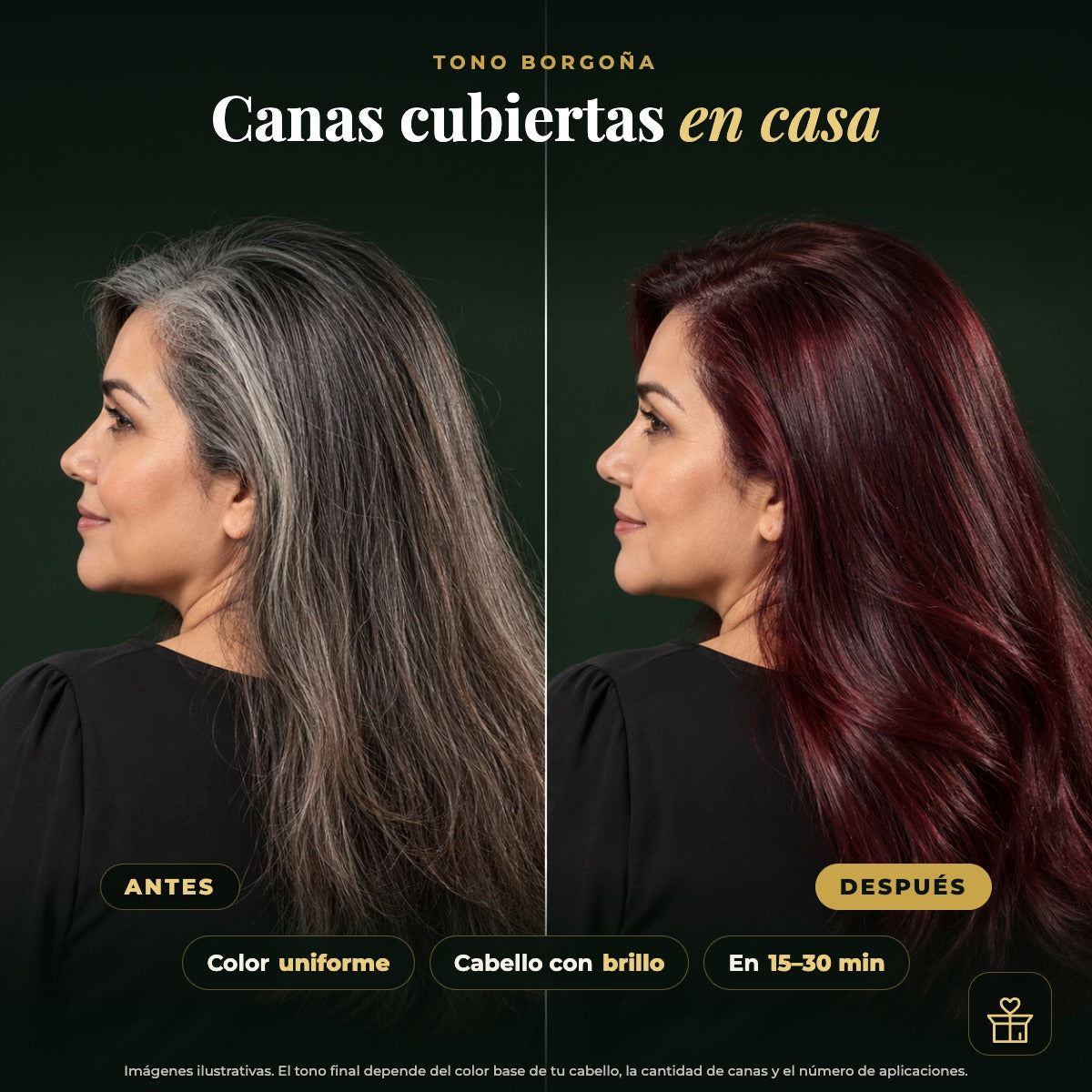 Antes y después tono borgoña