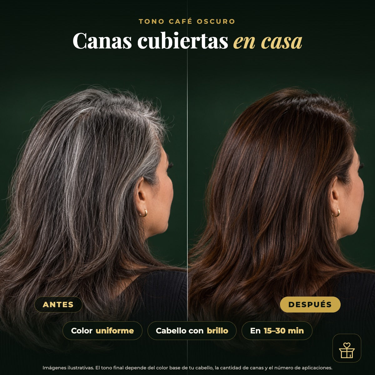 Antes y después tono café oscuro