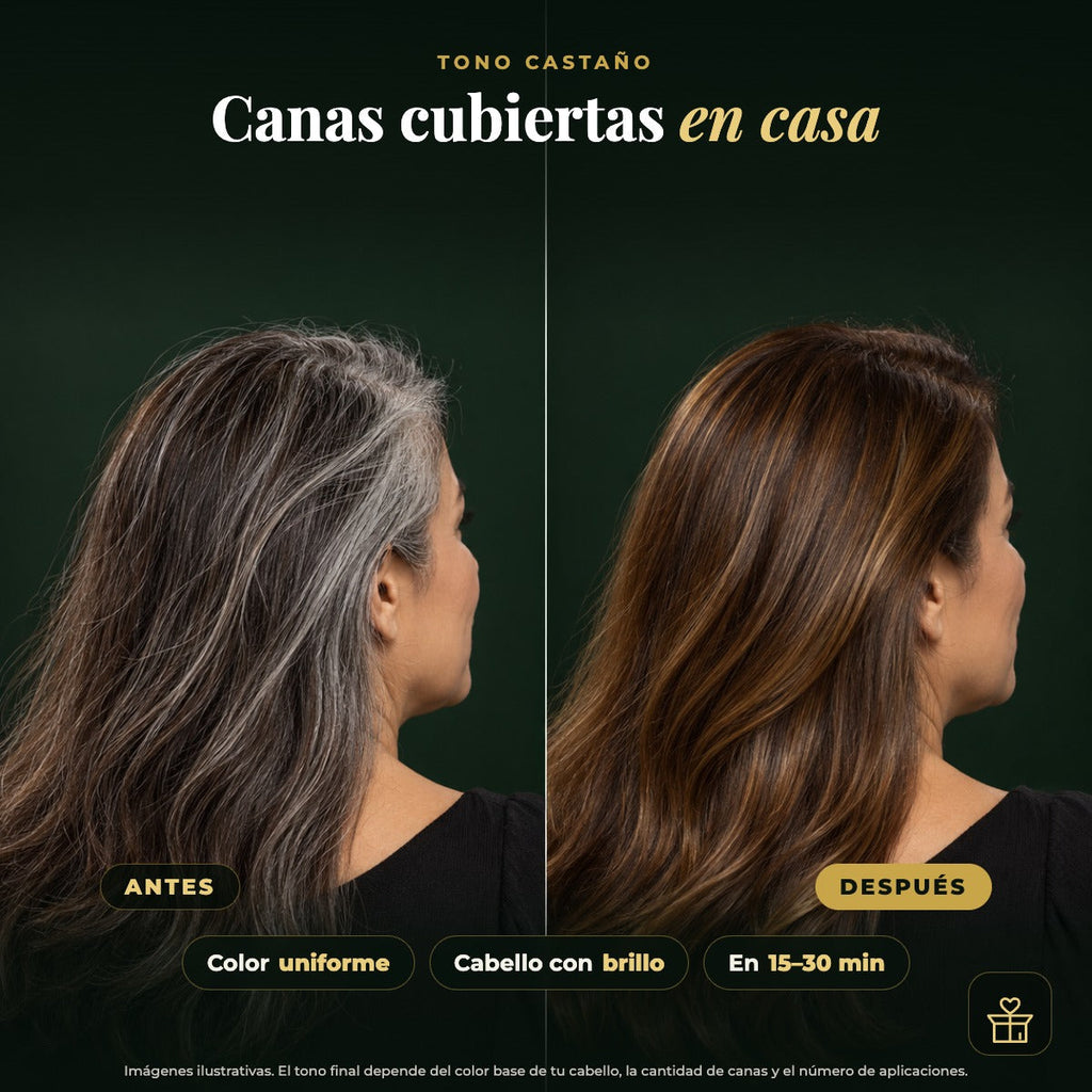 Antes y después tono castaño