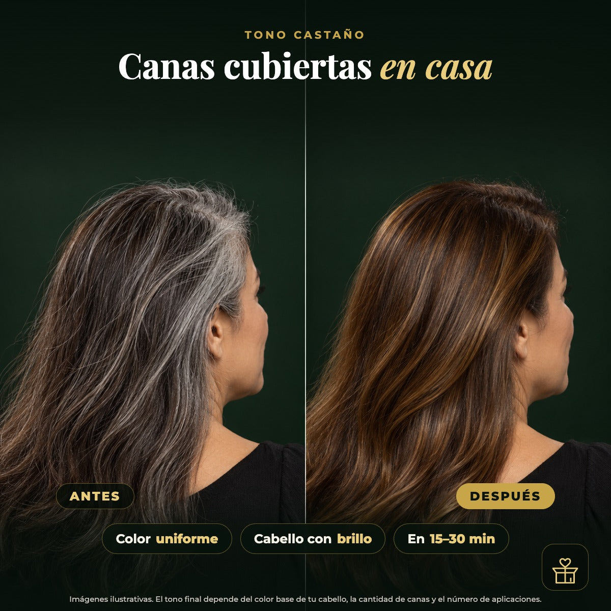 Antes y después tono castaño