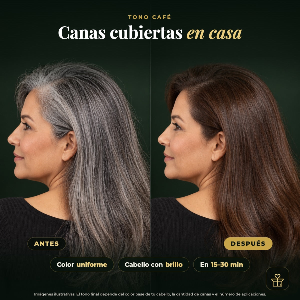 Antes y después tono café