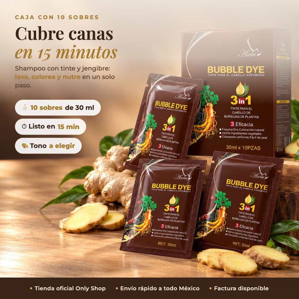 Shampoo tinte cubre canas en 15 minutos, caja con 10 sobres