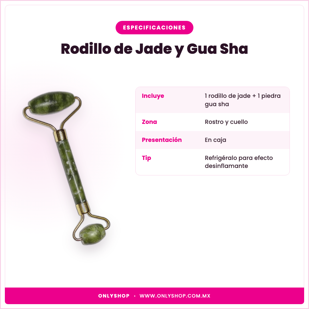 Rodillo de Jade y Gua Sha — especificaciones | OnlyShop