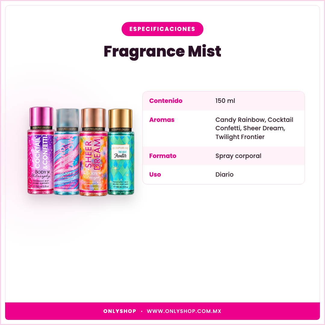 Fragrance Mist Philosophy: especificaciones