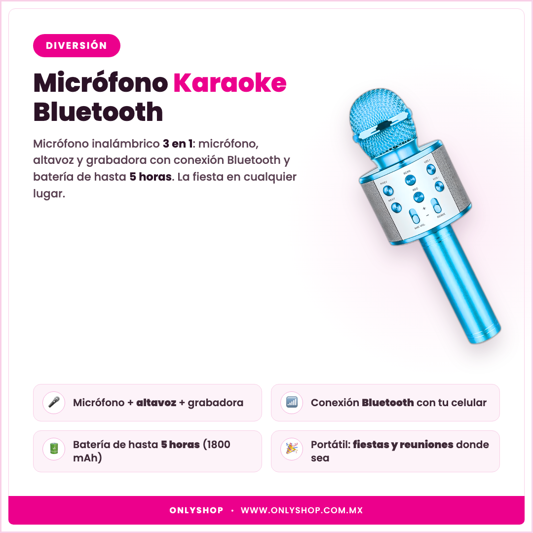 Micrófono Karaoke Bluetooth — descripción y beneficios | OnlyShop