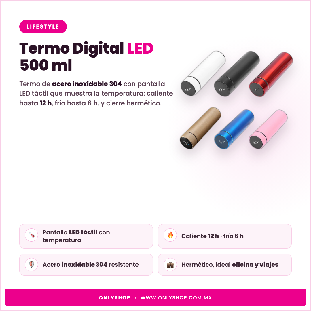 Termo Digital LED 500ml — descripción y beneficios | OnlyShop