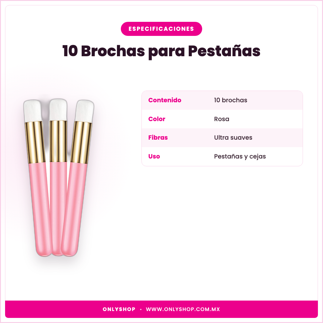 10 Brochas para Pestañas — especificaciones | OnlyShop