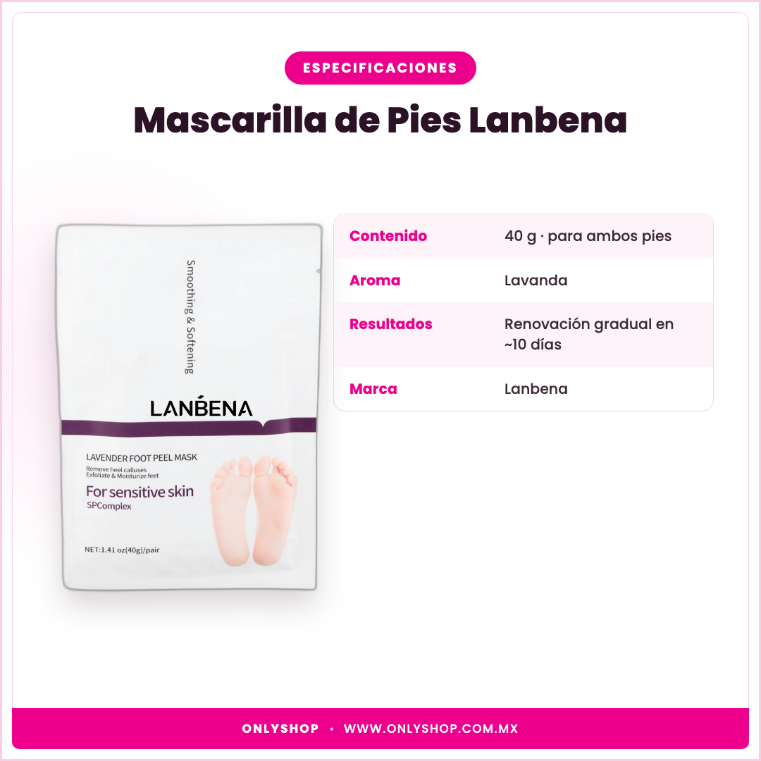 Mascarilla de Pies Lanbena — especificaciones | OnlyShop