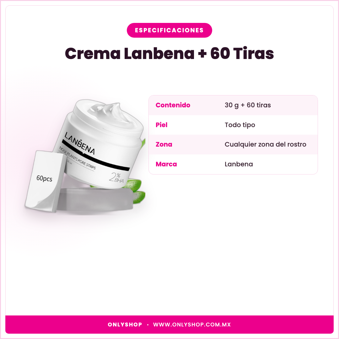 Crema Lanbena 60 Tiras — especificaciones | OnlyShop
