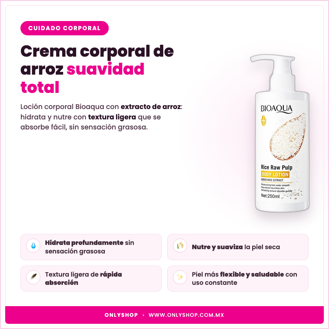 Crema Corporal de Arroz Bioaqua — descripción y beneficios | OnlyShop