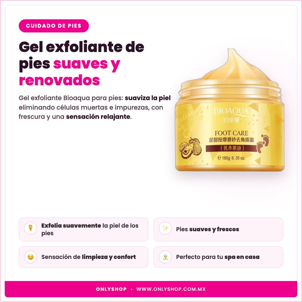 Gel Exfoliante para Pies Bioaqua — descripción y beneficios | OnlyShop