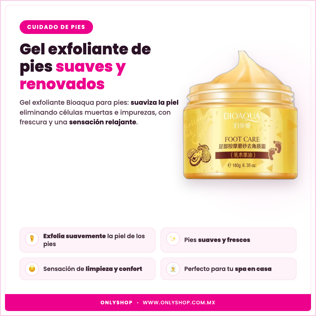 Gel Exfoliante para Pies Bioaqua — descripción y beneficios | OnlyShop