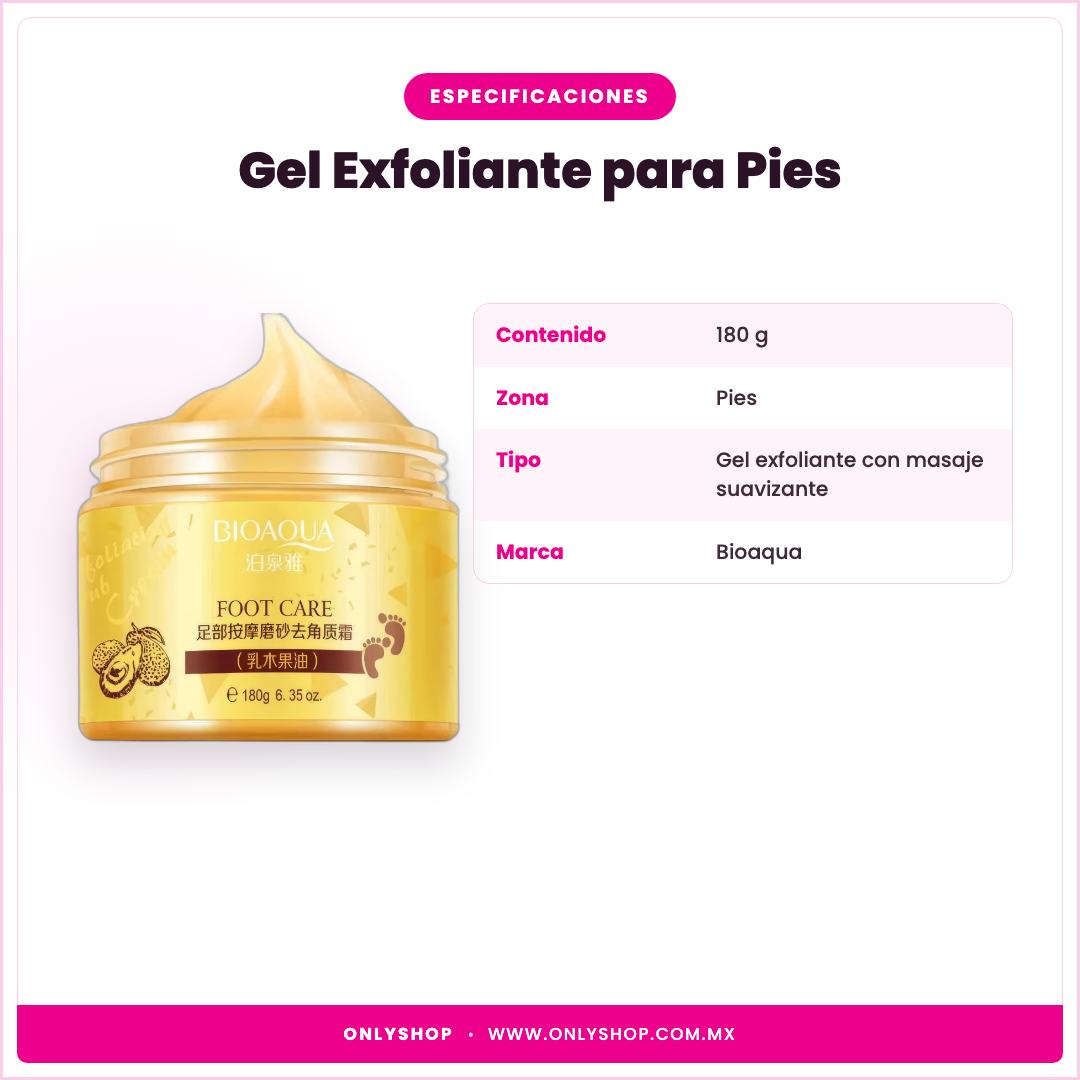 Gel Exfoliante para Pies Bioaqua — especificaciones | OnlyShop