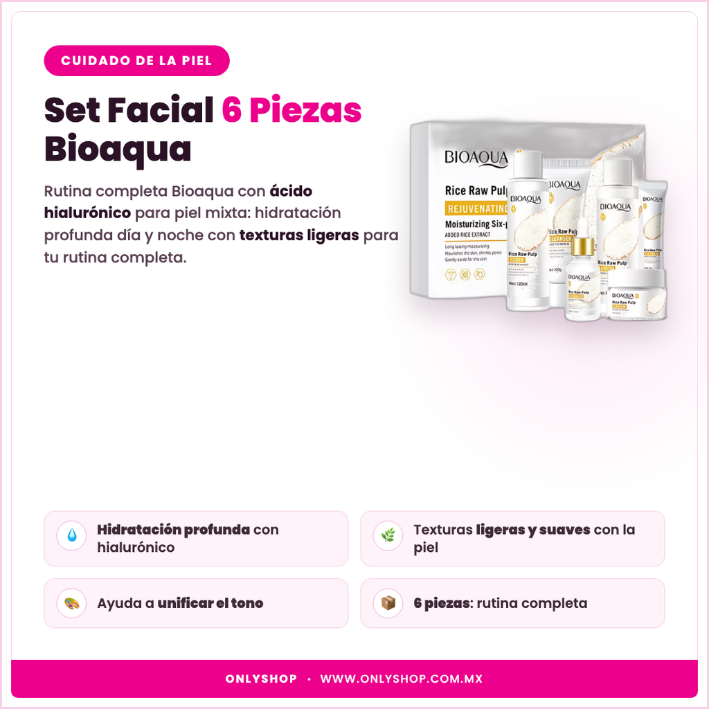 Set Facial 6 Piezas Bioaqua — descripción y beneficios | OnlyShop