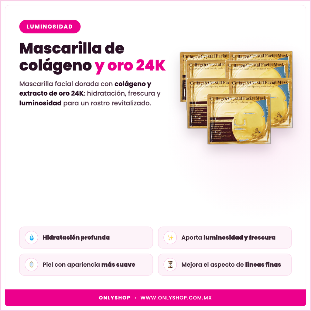 Mascarilla Oro 24K 50 pzas — descripción y beneficios | OnlyShop