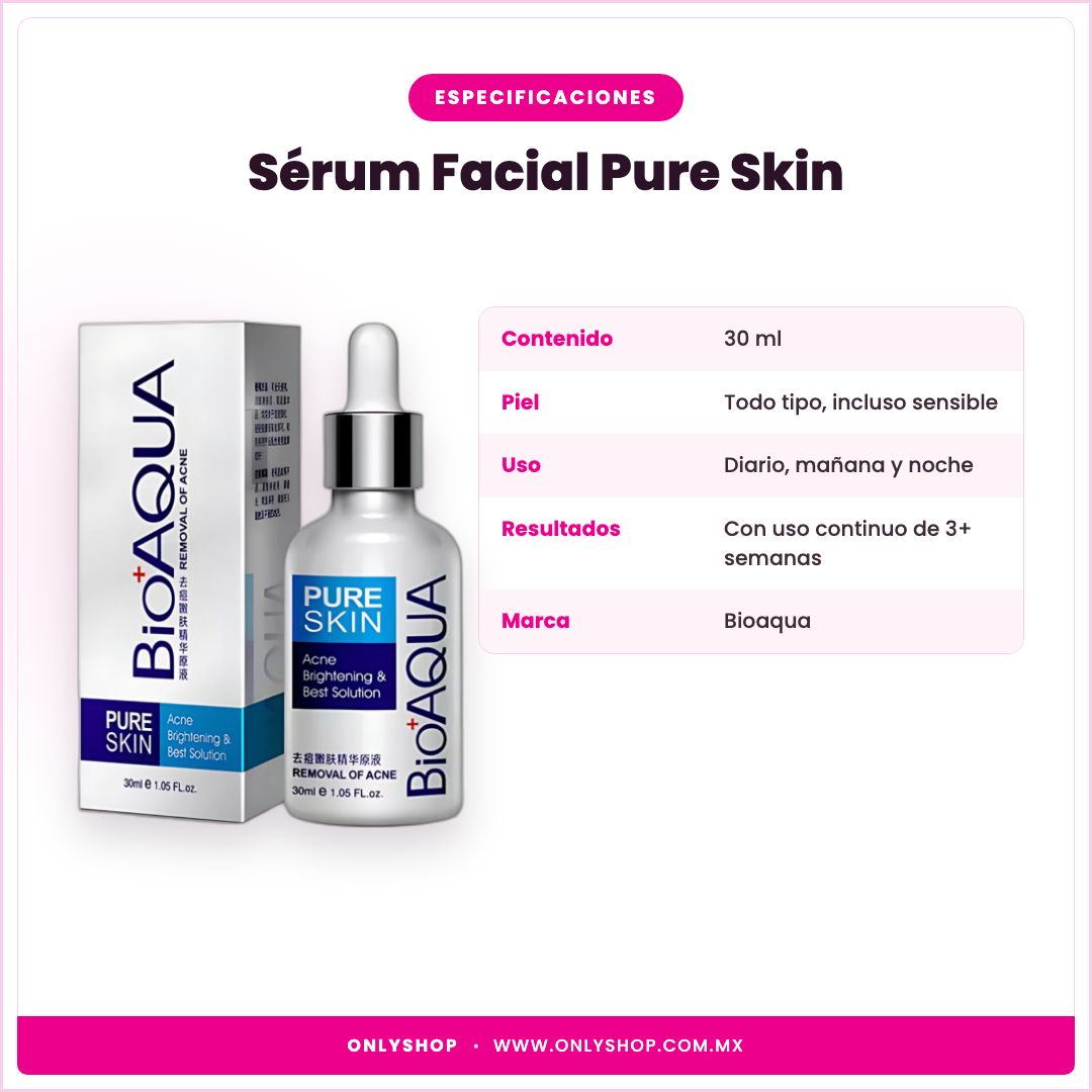 Sérum Facial Pure Skin Bioaqua — especificaciones | OnlyShop