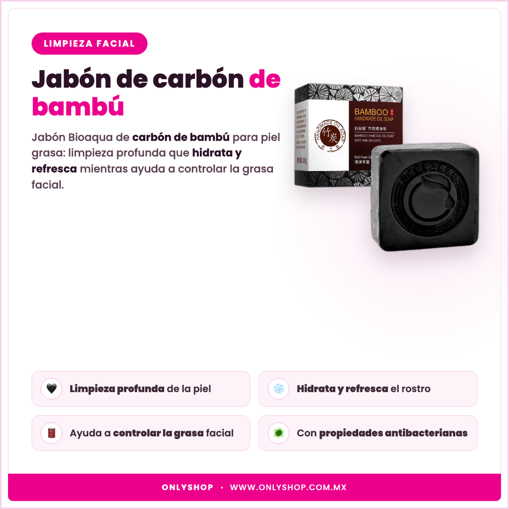 Jabón Carbón de Bambú Bioaqua — descripción y beneficios | OnlyShop