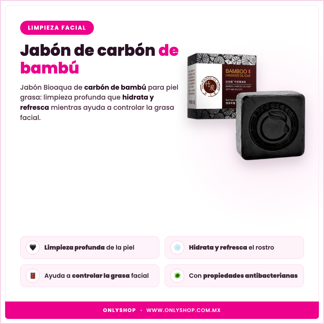 Jabón Carbón de Bambú Bioaqua — descripción y beneficios | OnlyShop
