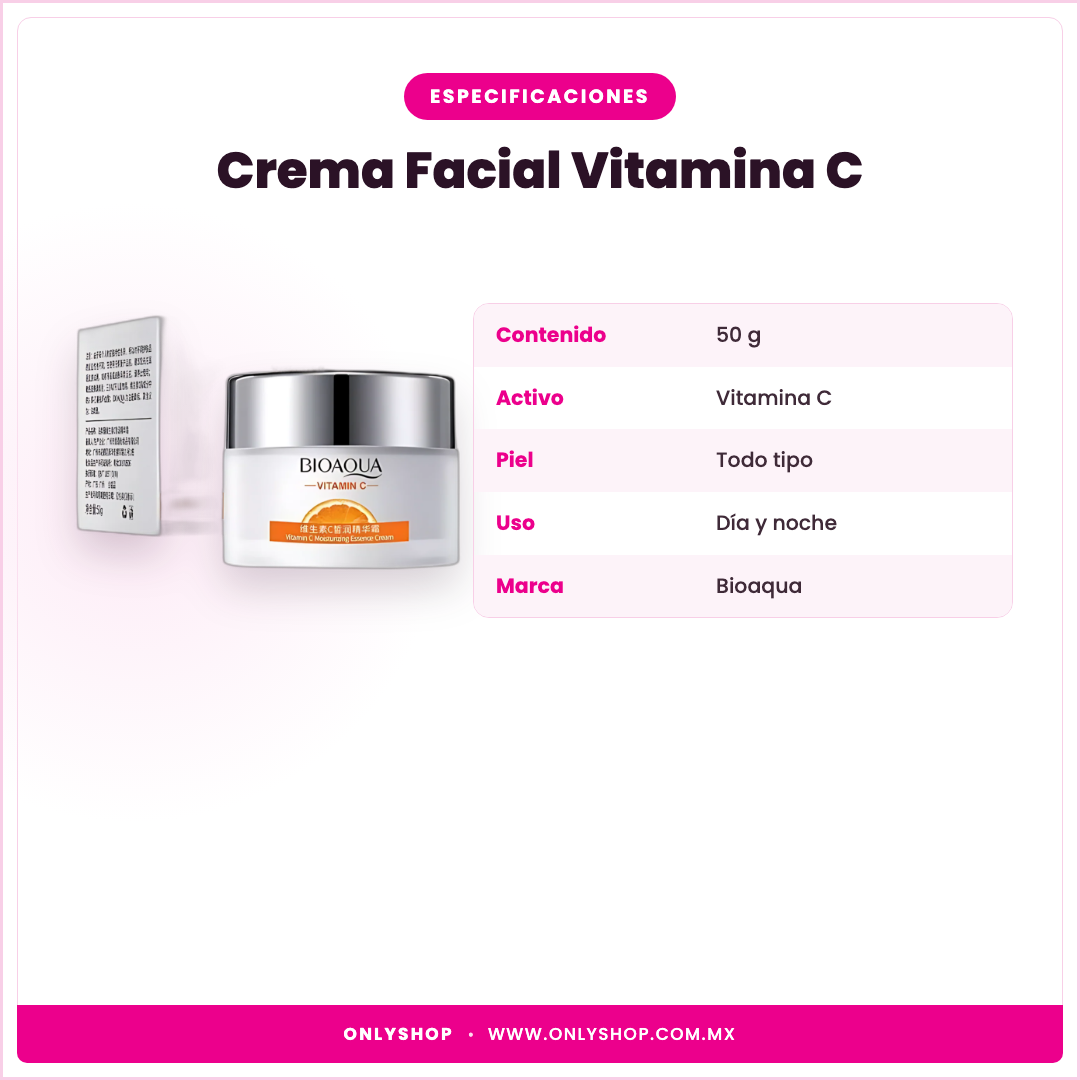Crema Facial Vitamina C Bioaqua — especificaciones | OnlyShop