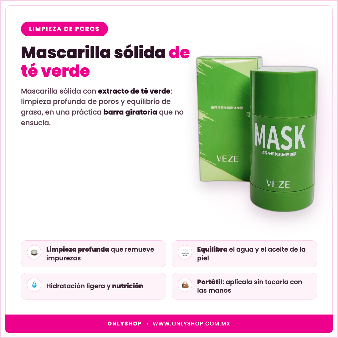 Mascarilla Té Verde en Barra — descripción y beneficios | OnlyShop