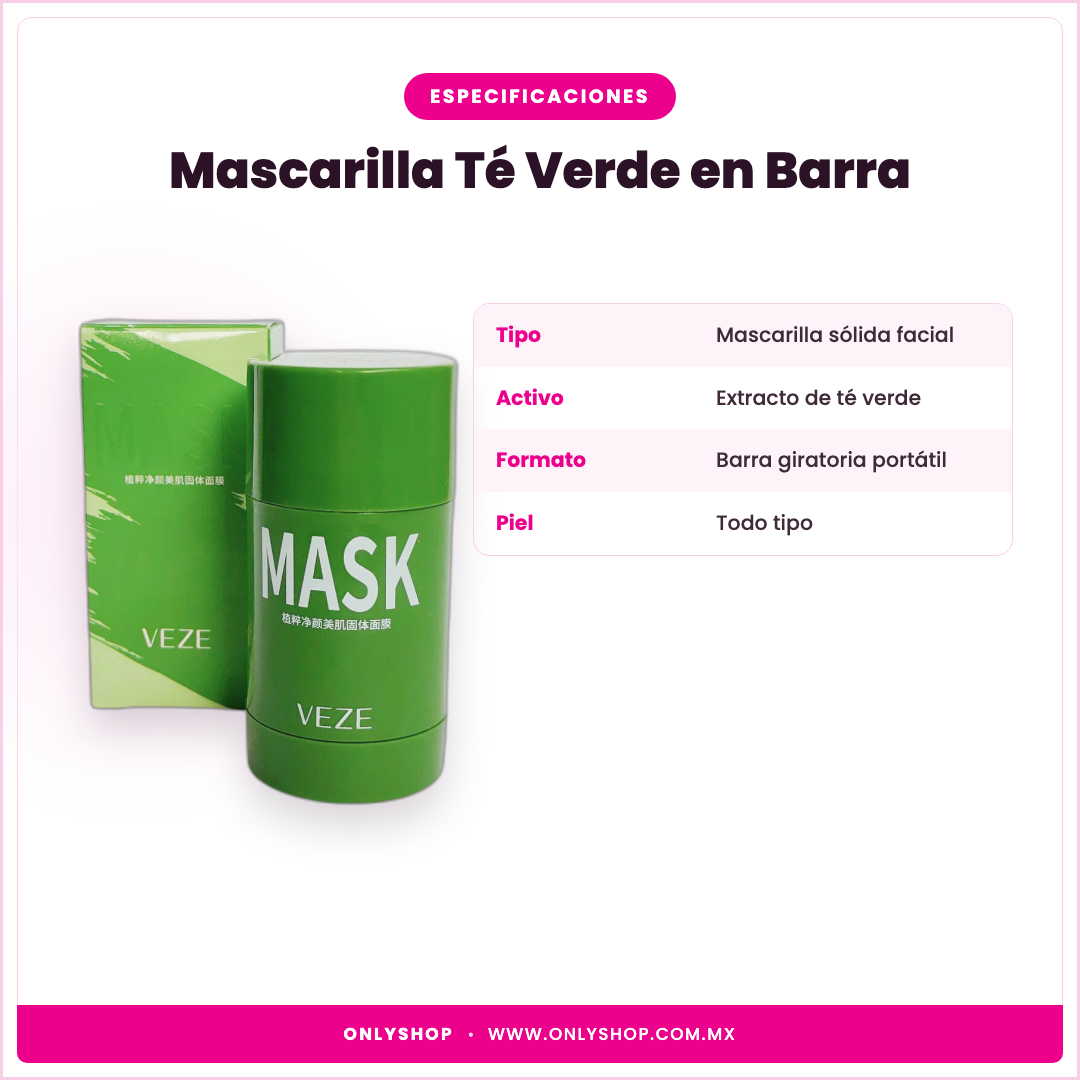 Mascarilla Té Verde en Barra — especificaciones | OnlyShop