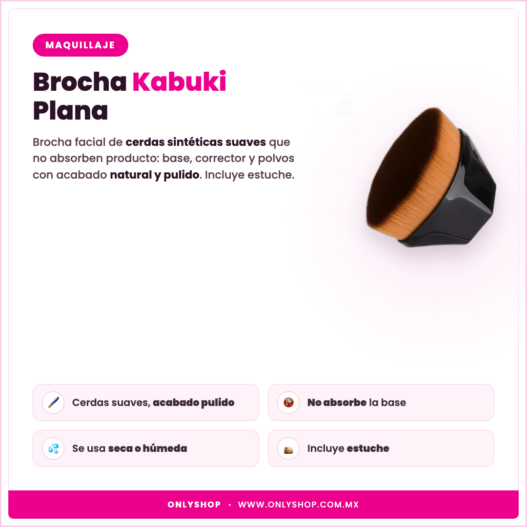 Brocha Kabuki Plana — descripción y beneficios | OnlyShop