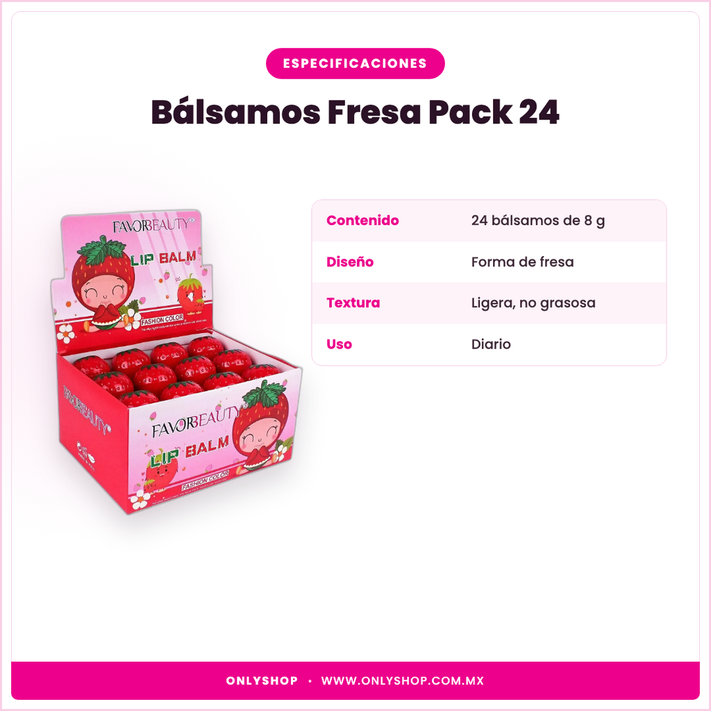 Bálsamos Fresa Pack 24 — especificaciones | OnlyShop