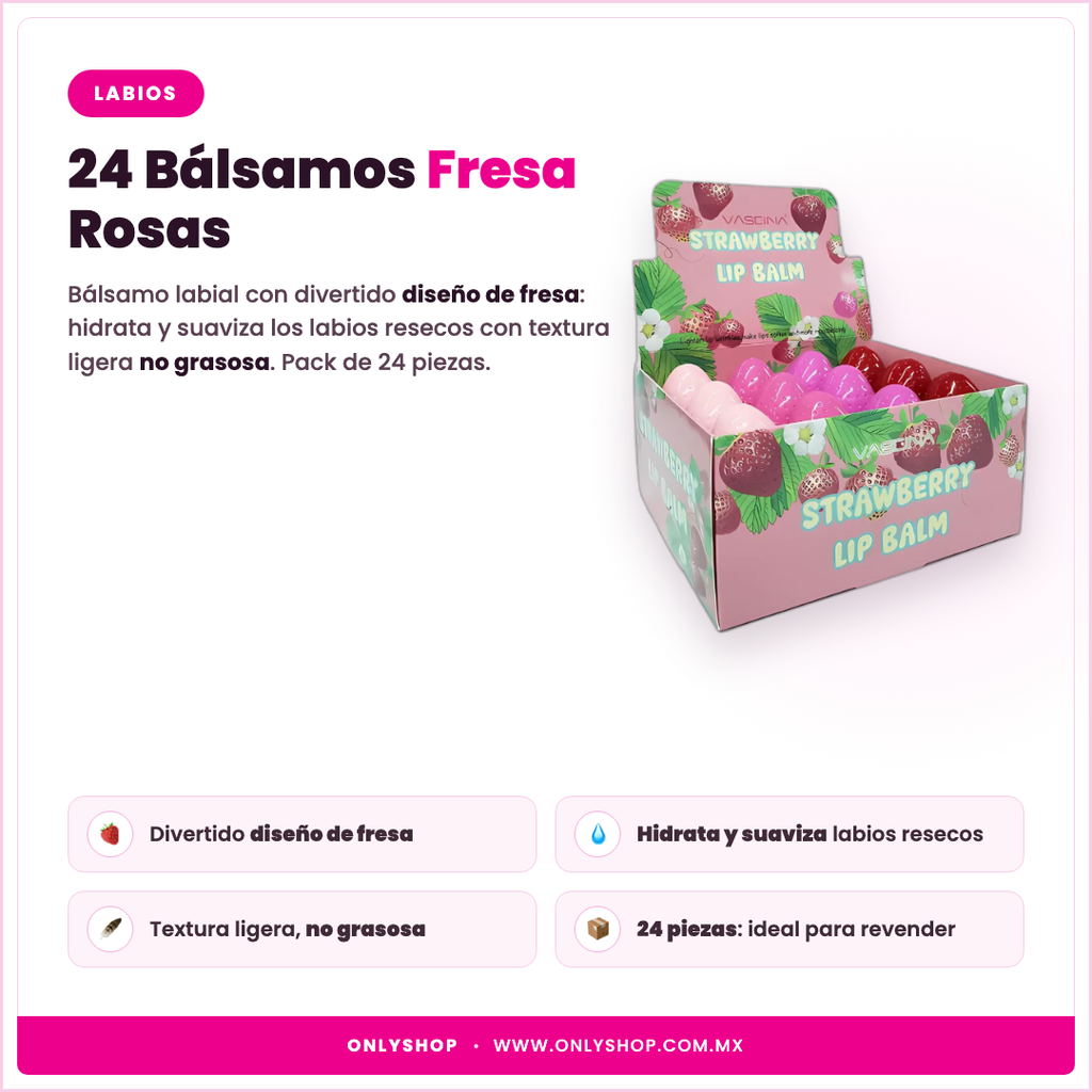 24 Bálsamos Fresa Rosas — descripción y beneficios | OnlyShop