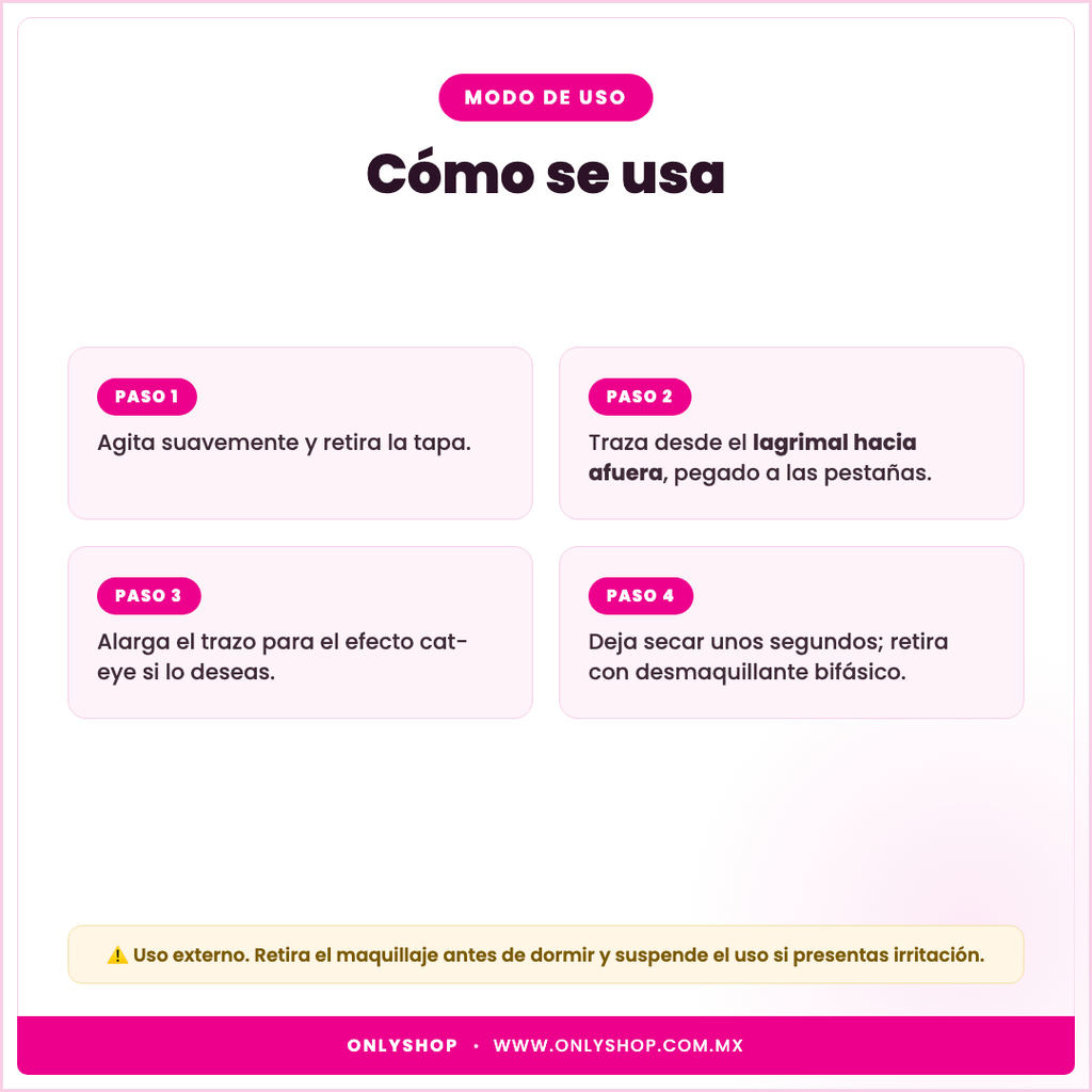 12 Delineadores Negros 36H — modo de uso | OnlyShop