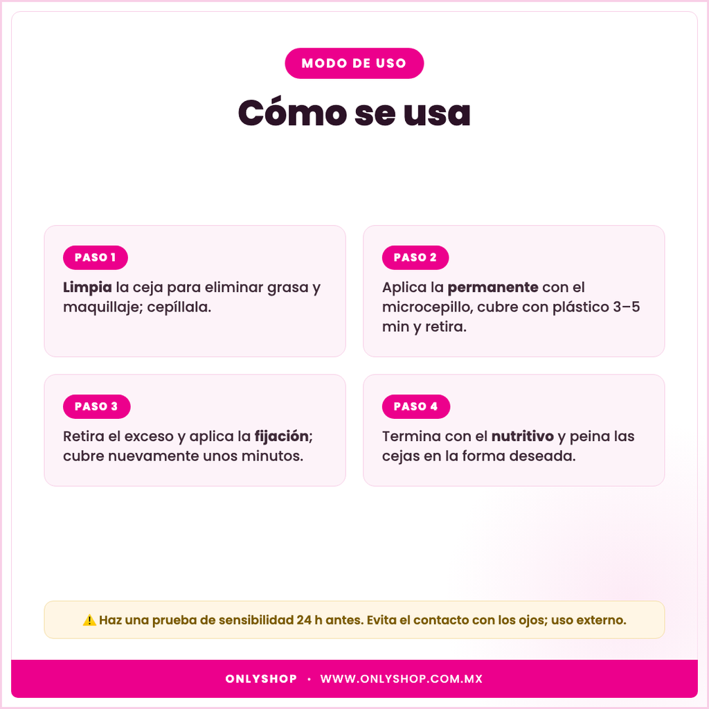 Kit Laminado de Cejas — modo de uso | OnlyShop