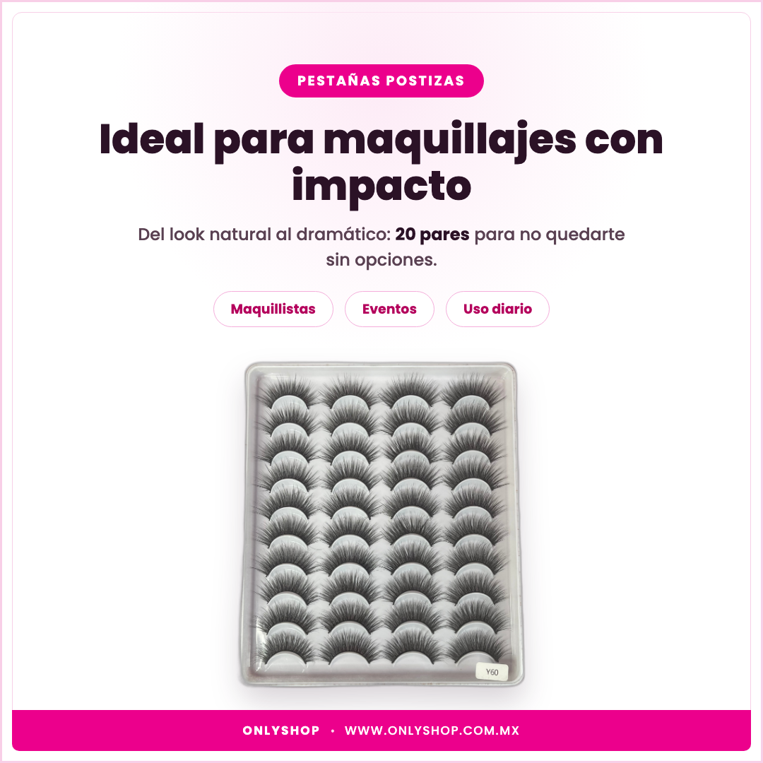 20 Pares Pestañas 3D — ideal para | OnlyShop