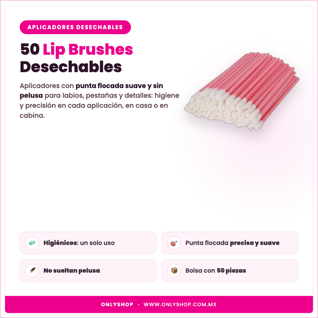 50 Lip Brushes — descripción y beneficios | OnlyShop