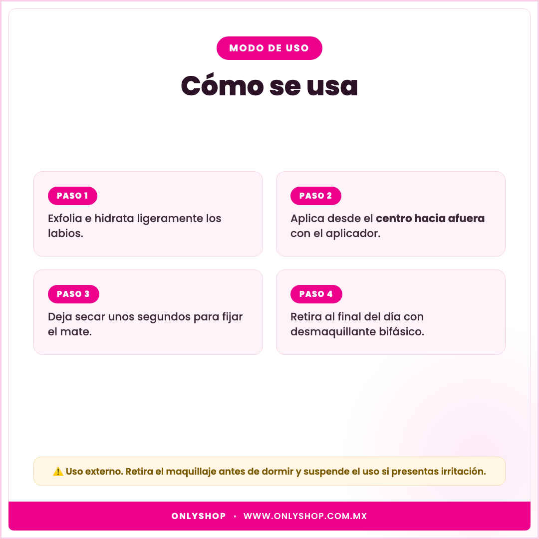 Set 12 Labiales Líquidos Mate — modo de uso | OnlyShop