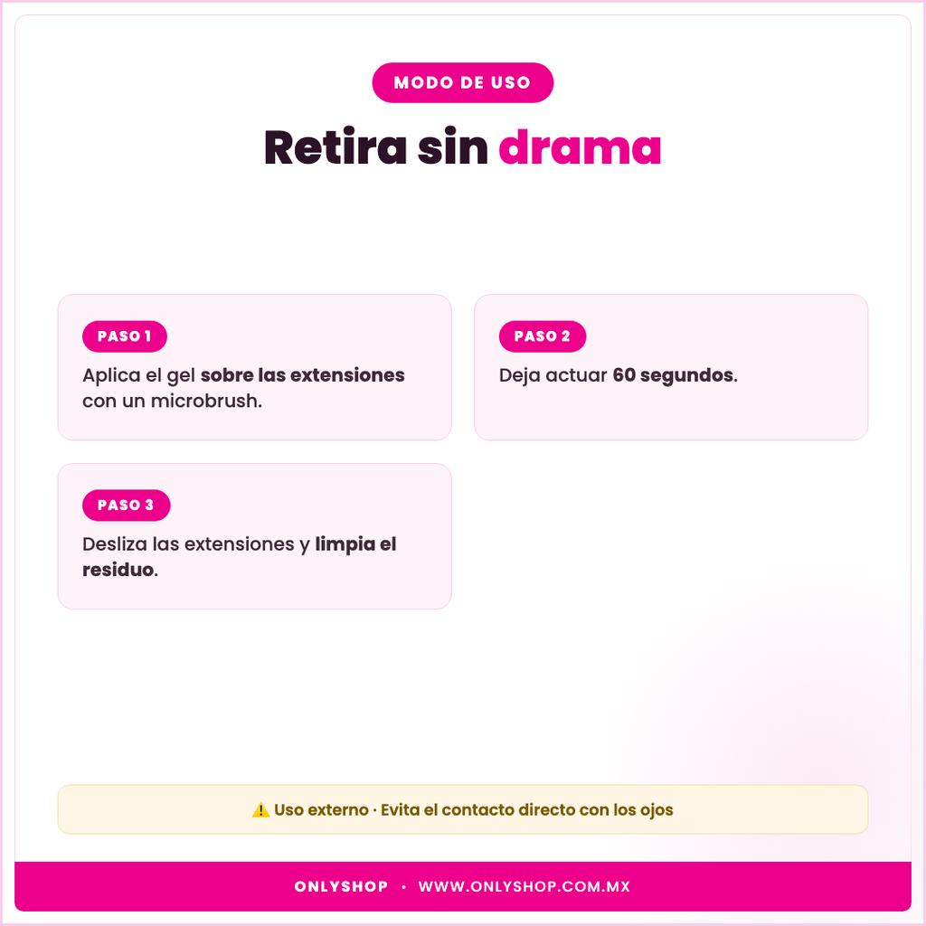 Gel Removedor de Pestañas Gollee — modo de uso | OnlyShop