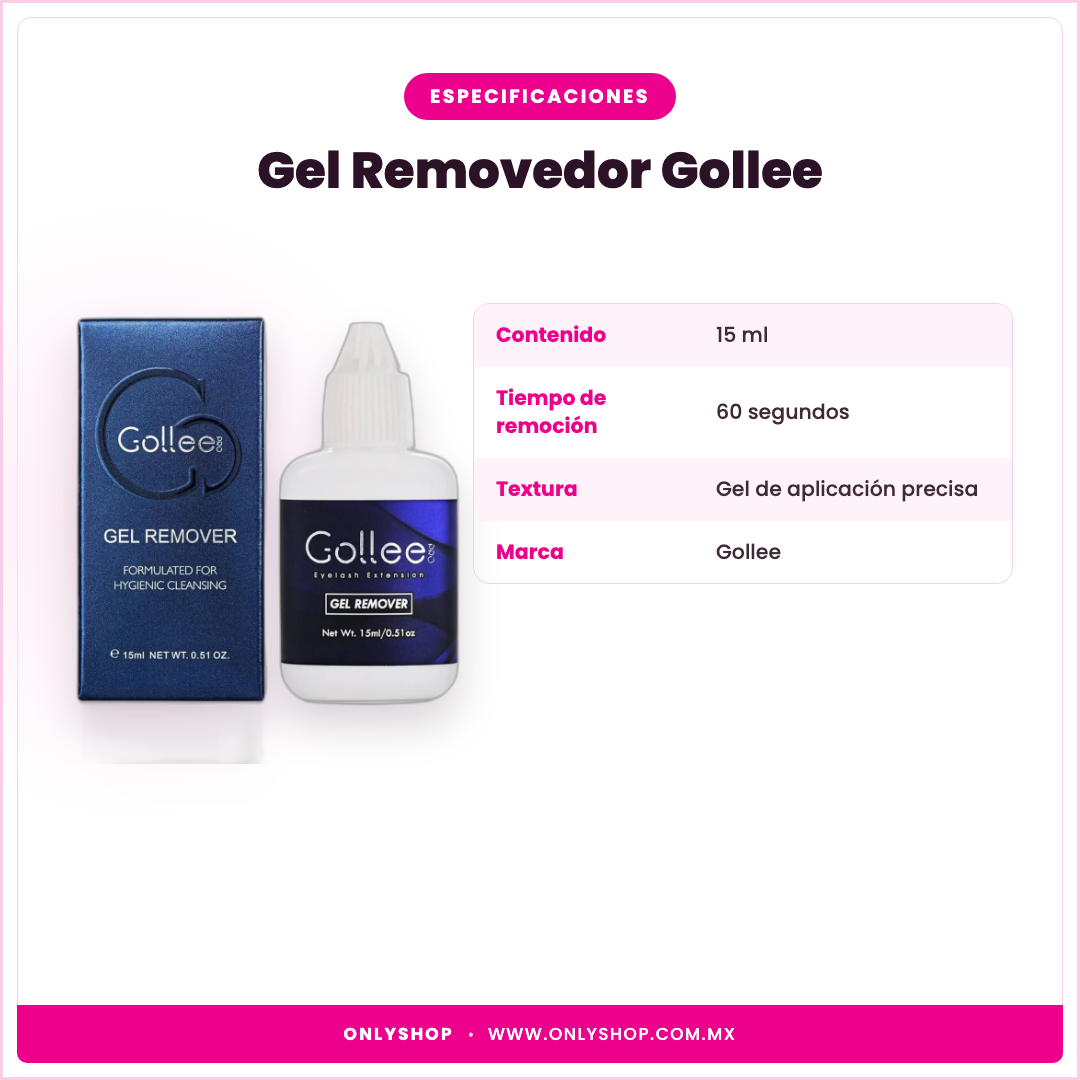 Gel Removedor de Pestañas Gollee — especificaciones | OnlyShop