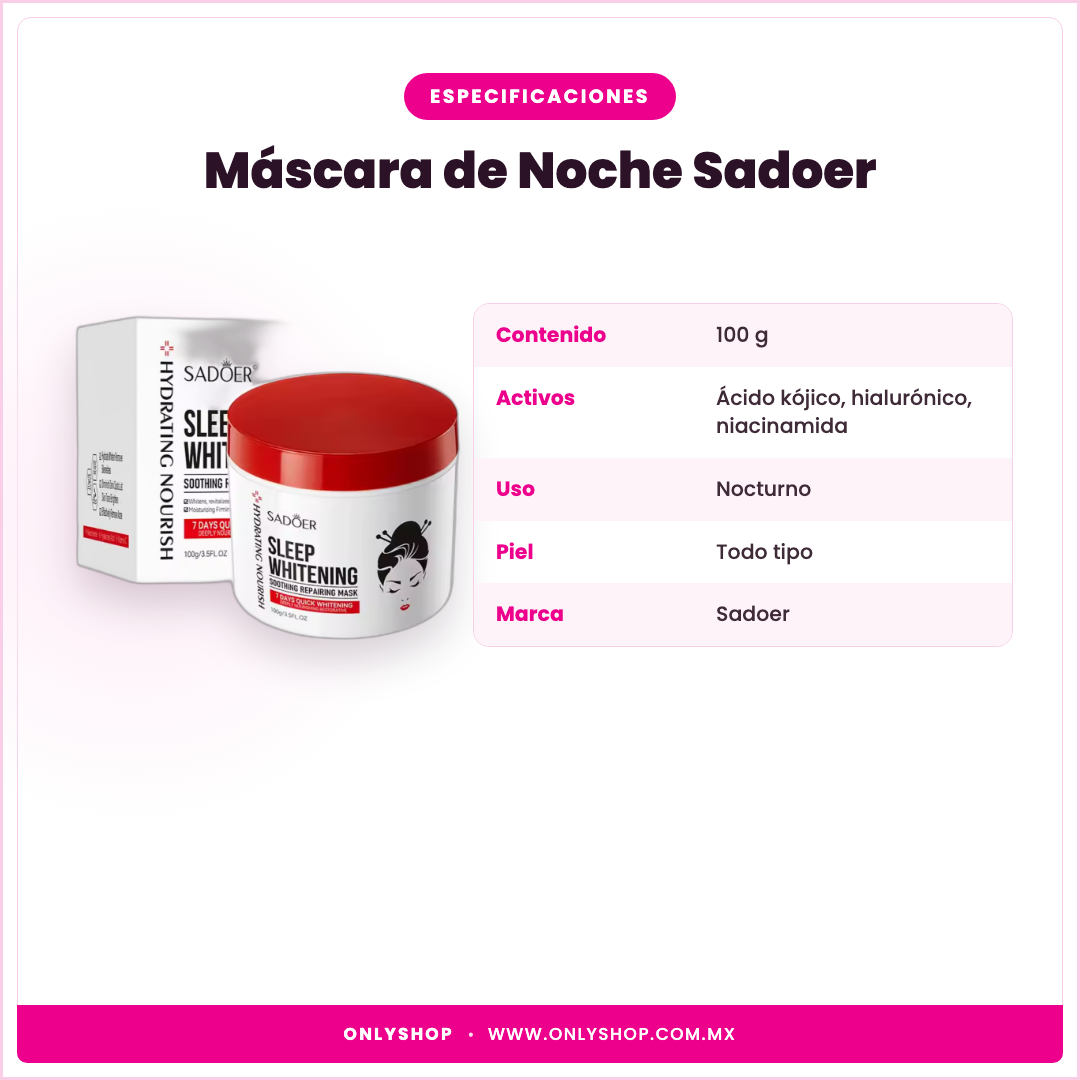 Máscara de Noche Sadoer — especificaciones | OnlyShop