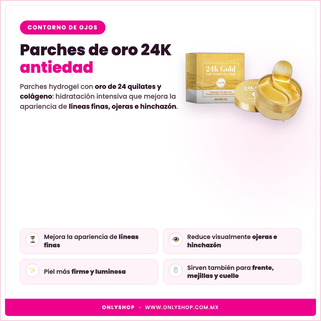 Parches Oro 24K 60 pzas — descripción y beneficios | OnlyShop