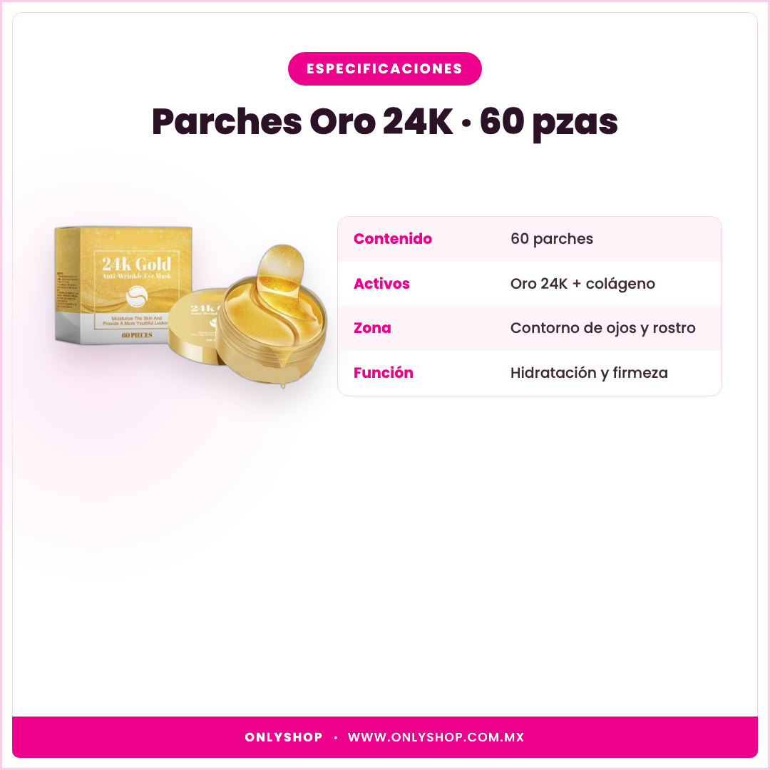 Parches Oro 24K 60 pzas — especificaciones | OnlyShop